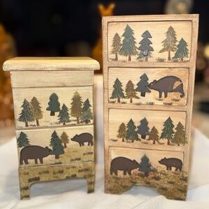Rustic Bear and Tree Decor Set